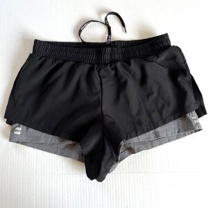 Hind Athletic Shorts Side Pockets Drawstring Elastic Waist Black Gray, Size S